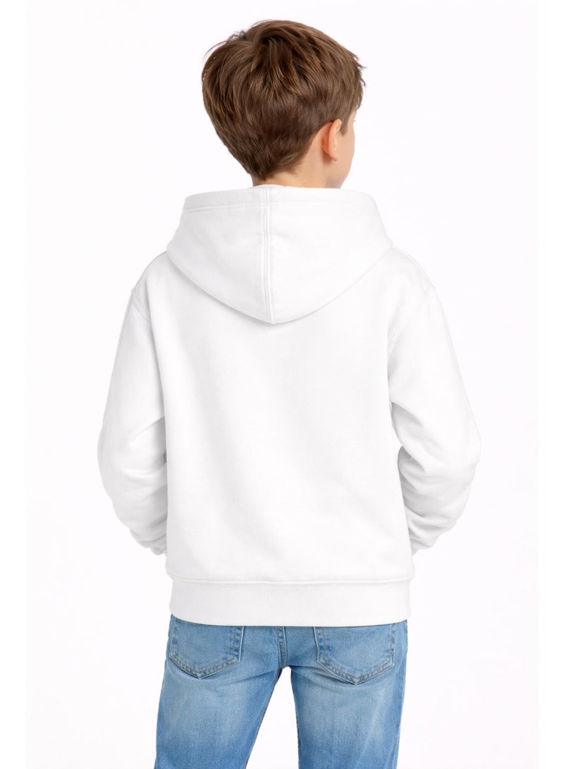 Premium Apparel Kids White Regular-Fit Hoodie – Unisex Pullover Sweatshirt for Boys & Girls, Casual Everyday Wear - Image 3